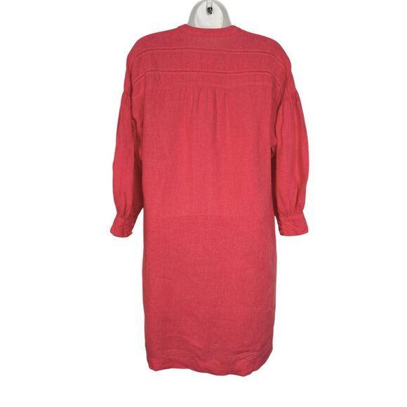 J Mclaughlin Nylee Linen Mini Dress 3/4 sleeve Pockets Coral Rose Pink Small - Picture 9 of 12